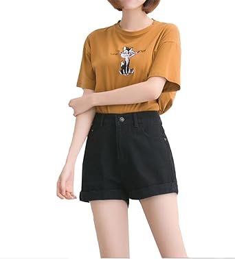 Amazon Com Pantal Oacute N Corto De Jean Tiro Alto Estilo Retro