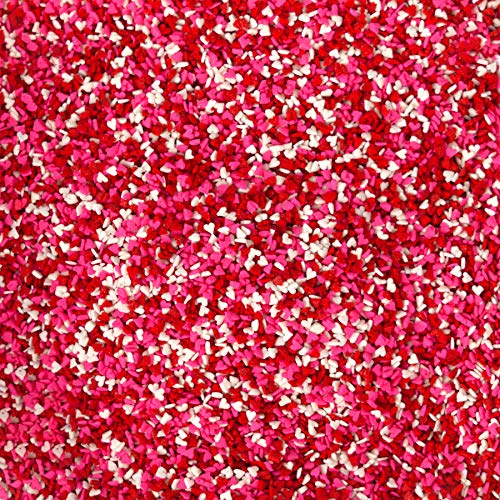 Valentine's Sprinkles, Mini Heart Shapes in Red Pink and White, Bulk Size (8 OZ. Resealable Zip Lock Stand Up Bag)