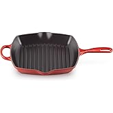 Le Creuset Enameled Cast Iron Signature Square Skillet Grill, 10.25", Cerise