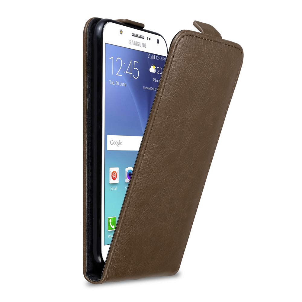 cadorabo Case works with Samsung Galaxy J7 2015 in COFFEE BROWN - Flip Style Case with Magnetic Closure - Wallet Etui Cover Pouch PU Leather Flip