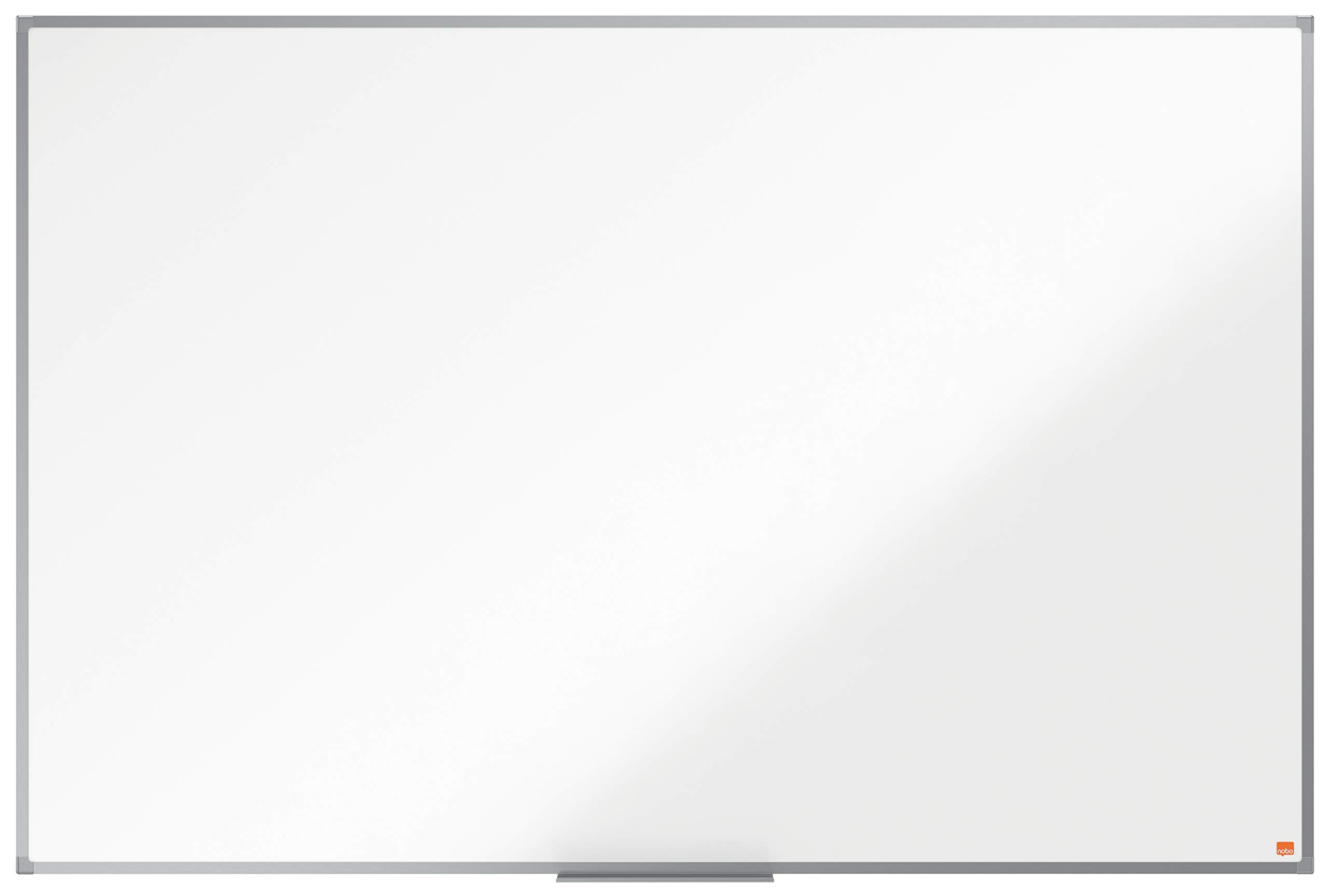Nobo Non-Magnetic Melamine Whiteboard, 1500 x 1000mm, Aluminium Trim, Corner Wall Mounting, Includes Whiteboard Pen Tray, Essence Range, 150 x 100cm, White, 1915207