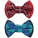 Blueberry Pet Gift Box with Pack of 2 Handmade Dog Cat Bow Tie, Scottish Plaid Tartan Style Bowtie Set in Scarlet Red & Emerald Green, 3