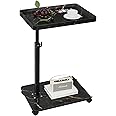 XNSDXV C Table End Table Adjustable Height, 360°Swivel TV Tray Table for Small Spaces, Couch Tables That Slide Under, C Shaped Side Tables Living Room and Bedroom for Sofa, Bed,Chair, Snack (Black)