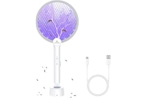 Gooqand Bug Zapper Racket, 2 in 1 Electric Fly Swatter, 4000V Fly Zapper with USB Rechargeable, Fly Swatter with 3 Layer Safe