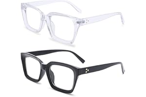 NULOOQ Fashion Vintage Square Non-prescription Clear Lens Glasses for Women Men, Thick Frame Fake Eyeglasses