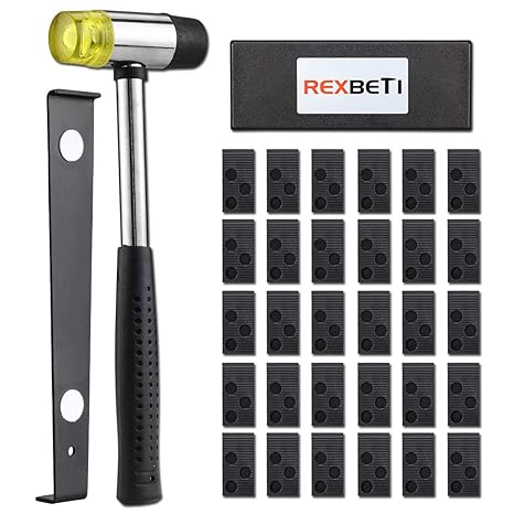 Rexbeti Laminate Wood Flooring Installation Kit With 30 Spacers Upgraded Tapping Block Pull Bar And Mallet Black