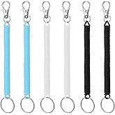 Aeaocvo 6 Pcs Spiral Retractable Spring Coil Keychain, Anti-Lost Stretch Cord Safety Key Chain