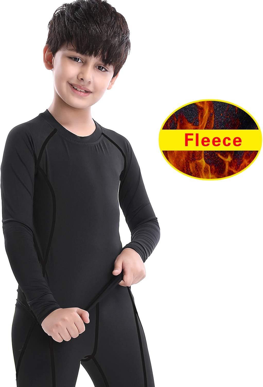 LNJLVI Boys' Youth Long Sleeve Athletic Shirts Compression Base Layer Underwear Running Baseball Soccer T-Shirts: Clothing