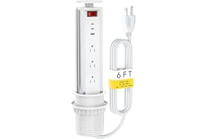 KUNGFUKING Pop Up Outlet for Countertop, Pop Out Electrical Outlets with 3 AC Outlets, 2 PD 20W USB C and QC 18W USB A, Pull Popup Desk Charging Station Power Hub for Conference Table Office Kitchen Island