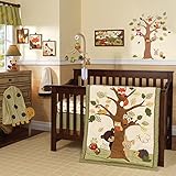 Lambs & Ivy Echo 9-Piece Crib Bedding Set - Woodland/Forest Raccoon,Fox, Animals