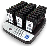 24-Count Pagers for Restaurant, Wide Cover Area Food Truck Waiting Beepers | Strong Signal Restaurant Paging System, Vibrate/Flash/Beep 6 Way Calling, Food Court Order Ready Buzzers Long Distance