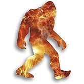 DHDM Designs Bigfoot Sasquatch Laminated Vinyl Decal Sticker | 5.5-Inch by 4-Inch | Custom Flame Fire Overlay Sticker Series | Sasquatch Hunter Window Accesories | PD3183
