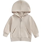 Gueuusu Toddler Baby Zip Up Hoodies Boy Girl Long Sleeve Hooded Sweatshirt Jacket Top with Pocket Kid Casual Outwear Clothes