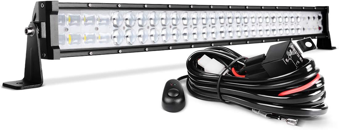 32'' LED Light Bar DWVO 390W Straight 48000LM Upgrade Chipset with 8ft Wiring Harness for Offroad Driving Fog Lamp Marine Boating IP68 WATERPROOF Spot & Flood Combo Beam Light Bars: Automotive