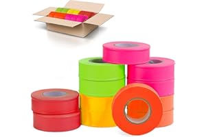 AdirPro 12 Pack Fluorescent Flagging Tape - Multipurpose Neon Marking Tape - Great Visual Labeling & Tagging for Home & Workplace Use (Multi-Color, 150 feet)
