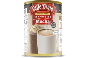 Caffe D'Vita Sugar Free Mocha Cappuccino Mix - Sugar Free Mocha Mix, Gluten Free, No Cholesterol, No Trans Fat, 99% Caffeine Free - 2 lb. (32 oz.) can