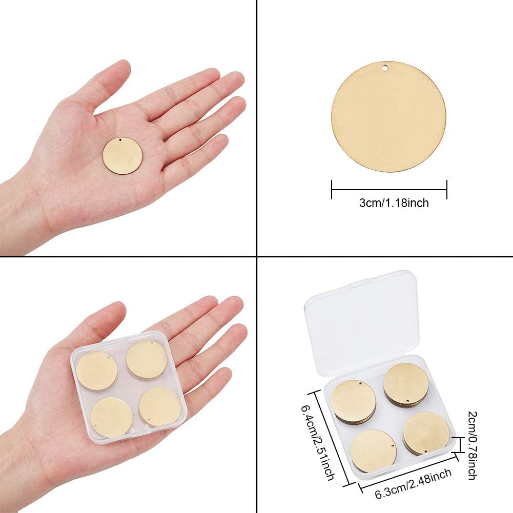 BENECREAT 24 PCS Flat Round Shape Brass Blank Pendants Stamping Blanks for Bracelet Earring Pendant Charms Dog Tags - Image 3
