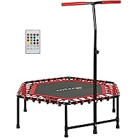 Soozier 45" Rebounder Trampoline for Adult, Mini Trampoline Indoor with Colorful LED Lights and Adjustable Handle, Quiet and 