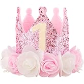 IVYRISE Hat First Birthday 1st Decorations For Girl Gifts Rose Gold Baby Pink Crown Party One Year Old Princess
