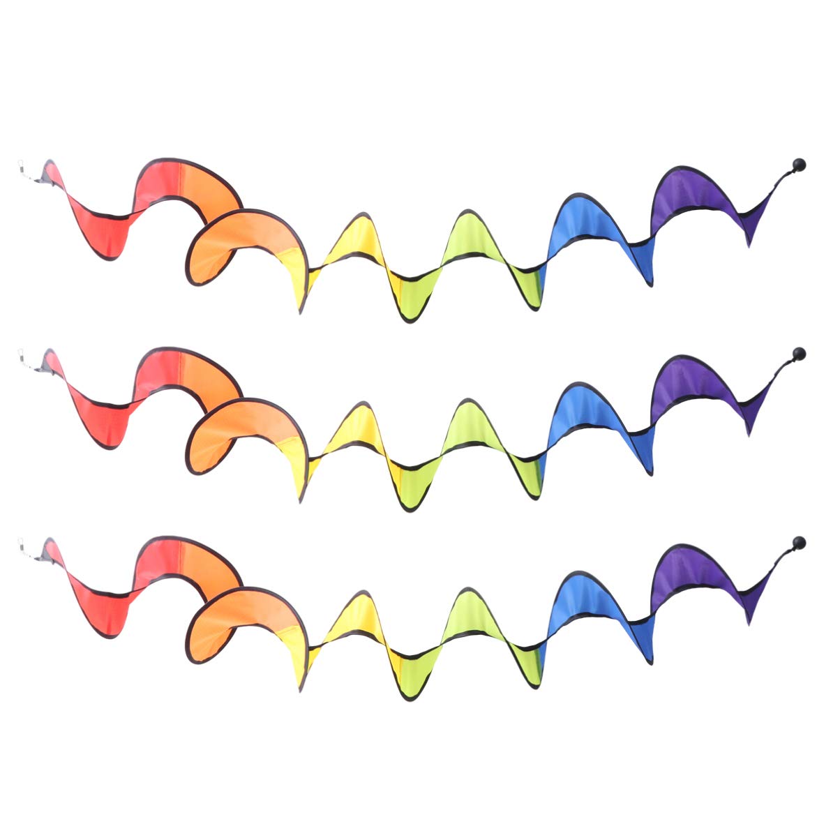Amosfun 3pcs Christmas Hanging Decoration Rainbow Wind Spinner Twisters Garden Outdoor Lawn Decoration Colorful