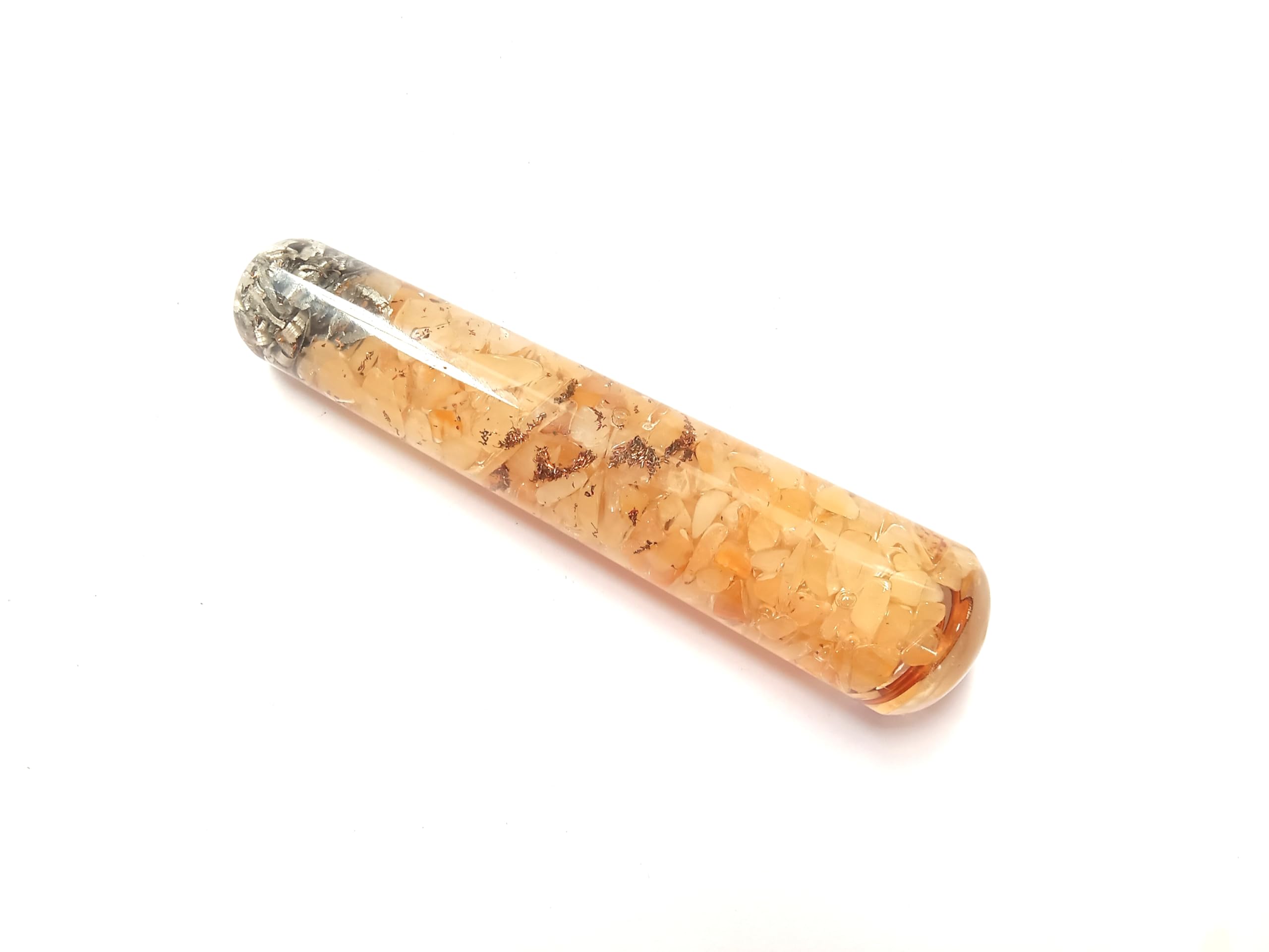 Prajet Energized Orgonite Smooth Massage Wand Stick Energetic Copper Chokurei Reiki Healing Genuine Crystal Divine (Golden Quartz)
