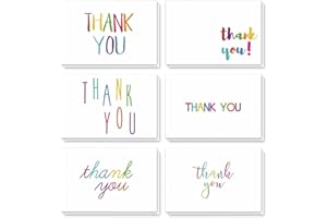 Juvale 48 Pack 4x6-inch Bulk Thank You Cards with Envelopes - Appreciation Gift Note for Teachers and Kids (6 Assorted Designs)