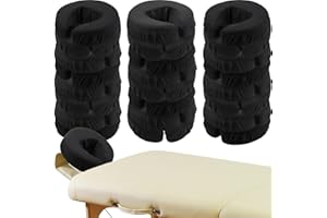 MACARRIE 24 Pcs Face Cradle Covers for Massage Table Microfiber Reusable Soft Thicker Massage Table Head Rest Covers Bulk Oil Proof Headrest Cradle Sheets for Spa Beauty Salons (Black)