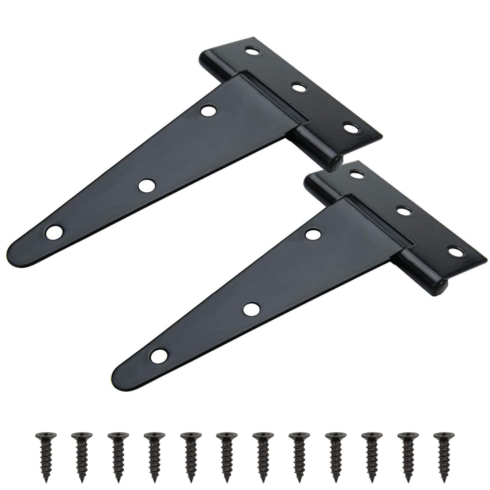 TamBee Gate Hinges Heavy Duty Shed Door Hinges Wooden Barn Gates T Hinges Black Metal Strap Tee Hinges for Shed Doors, Windows, Fence, Barn Gates(2, 125mm/5inch)