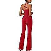 RXRXCOCO Cross Back Workout Sets for Women 2 Piece Padded Tank Tops Flare Leggings Gym Outfits with Pockets