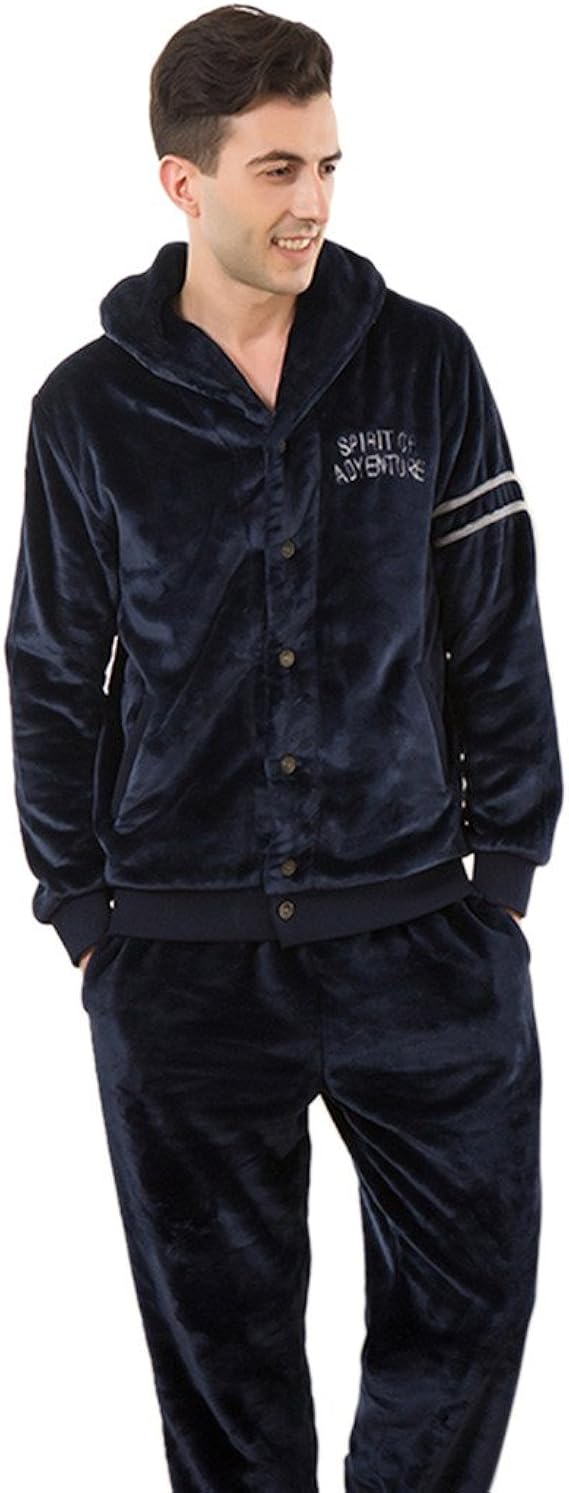 Litherday Schlafanzug Herren Langarm - Baumwolle Pyjama Set Kariert Winter