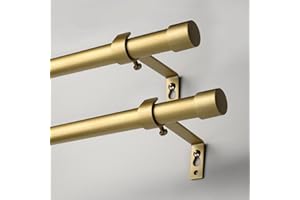 Curtain Rods Modern Minimalist Style,3/4 Inch Diameter Adjustable Curtain Rods for Windows, 16-48", Gold, 2 Pack