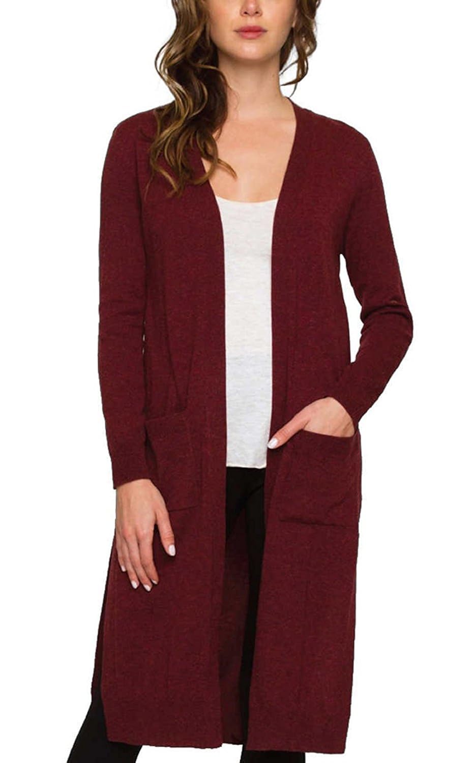 Buy Matty M Women's Duster Open Front Knit Cardigan (Red, XXLarge) at