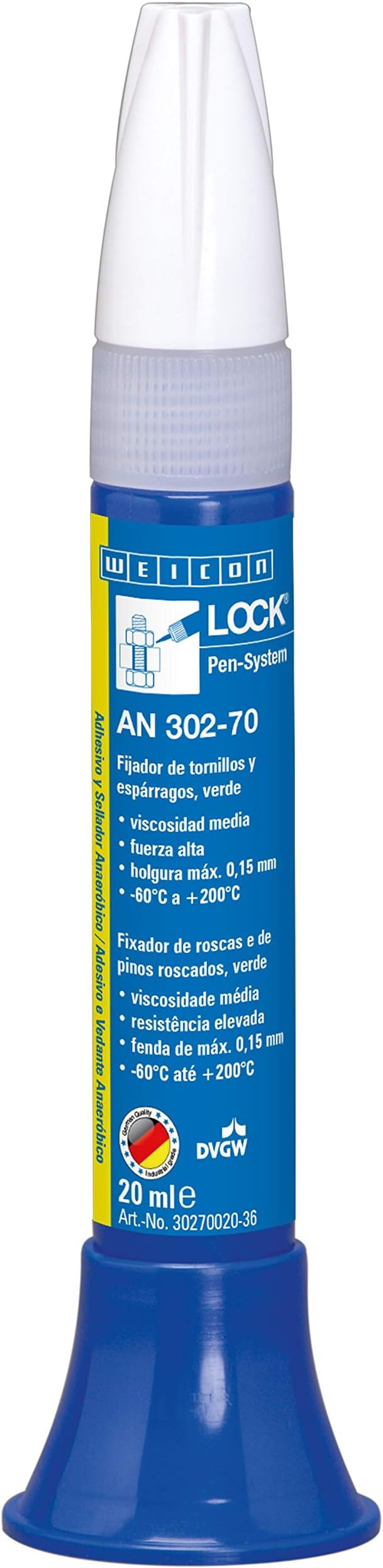 WEICON 30270020-36 WEICONLOCK an 302-70 Screw and Bolt Protection 20 ml High Strength Adhesive, Green