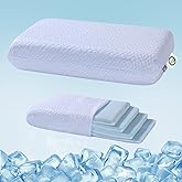 LOFE Adjustable Thin Memory Foam Pillow - 4 Heights from 1.2 to 4.8in, Cervical Pillow for Neck Pain Relief, CertiPUR-US Neck Support Pillow for Side Sleepers, Back/Stomach Sleepers, a Removable Cover