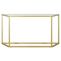 Levi 55'' Wide Trapezoid Console Table in Brass