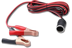 Car Battery Clamp-on Extension Charging Cable with Alligators Clip for Car Power Supply Power Extension Cord Terminals Adapte