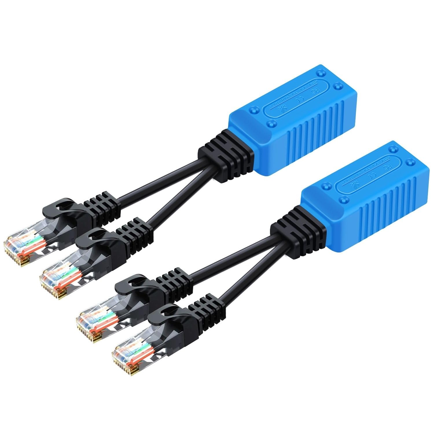 TNP RJ45 Ethernet Cable Combiner/Splitter Kit (1 Pair) - 2 Male to 1 Female POE Data Adapter LAN Ethernet Network Extender Y Splitter Cat5 Cat5e Cat6 UPOE Cable for Surveillance Security Monitoring โ image 1