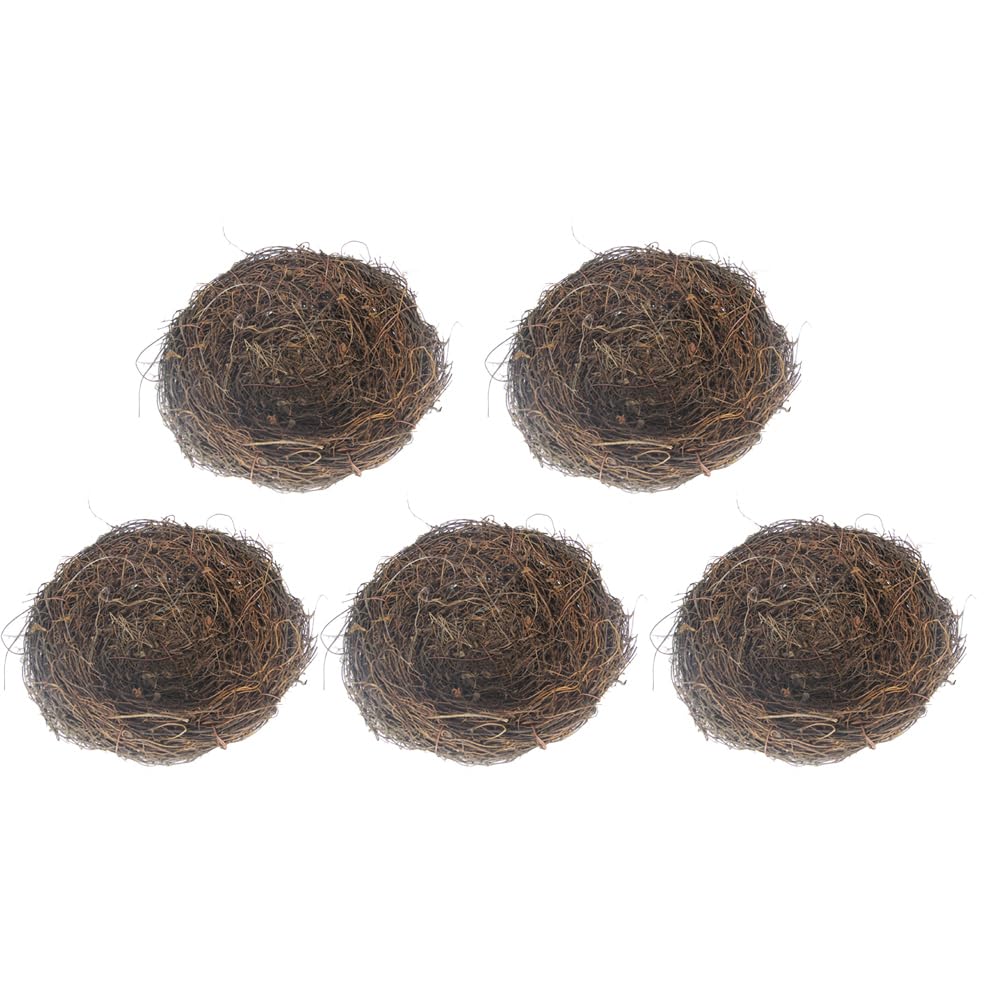 FRCOLOR 5pcs Rattan Bird Nest Ornaments for Easter Decor Creative Bird Nest Decoration for Garden Home and Party Use Ideal for Bird Feeding Stations and Bird Tables