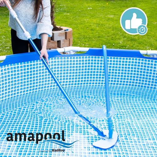 Amapool Basics Pool Floor Suction Cleaner with Eight Lower Bristles, Extra-Heavy Design, Pool Brush with Clip-On Connection for Pool Hose, Diameter 32/38 mm