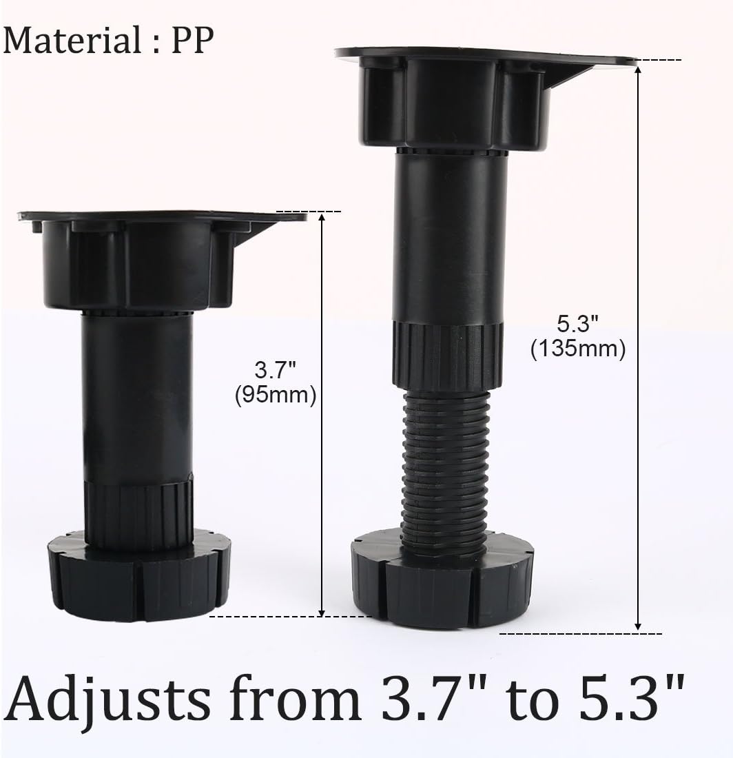 Sourcingmap Adjustable Height Cabinet Cupboard Leg Foot for Kitchen Bathroom 4pcs, Black, 73 x 58 x 95mm - Image 4