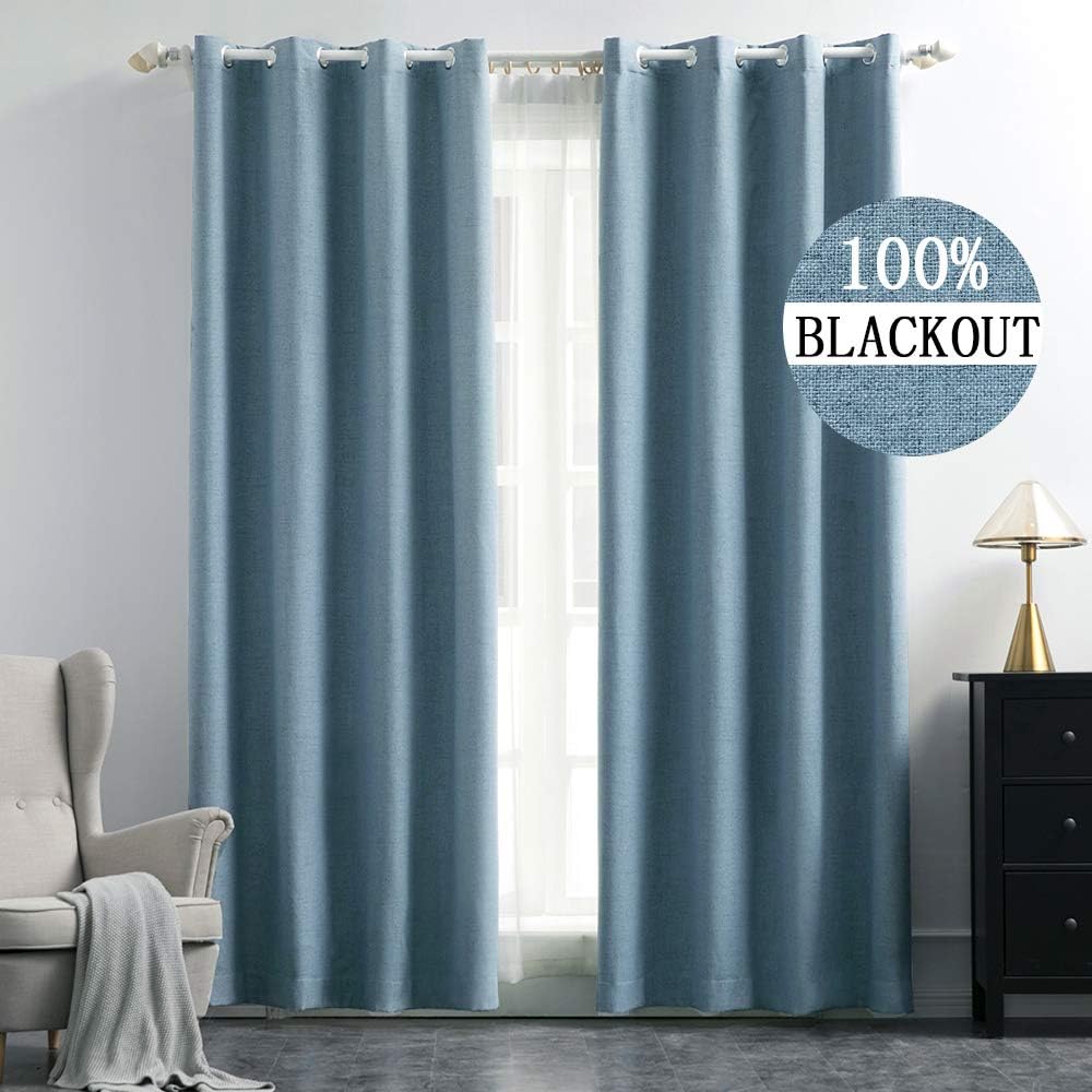 Amazon Com Miulee Linen Texture Curtains For Bedroom Solid 100