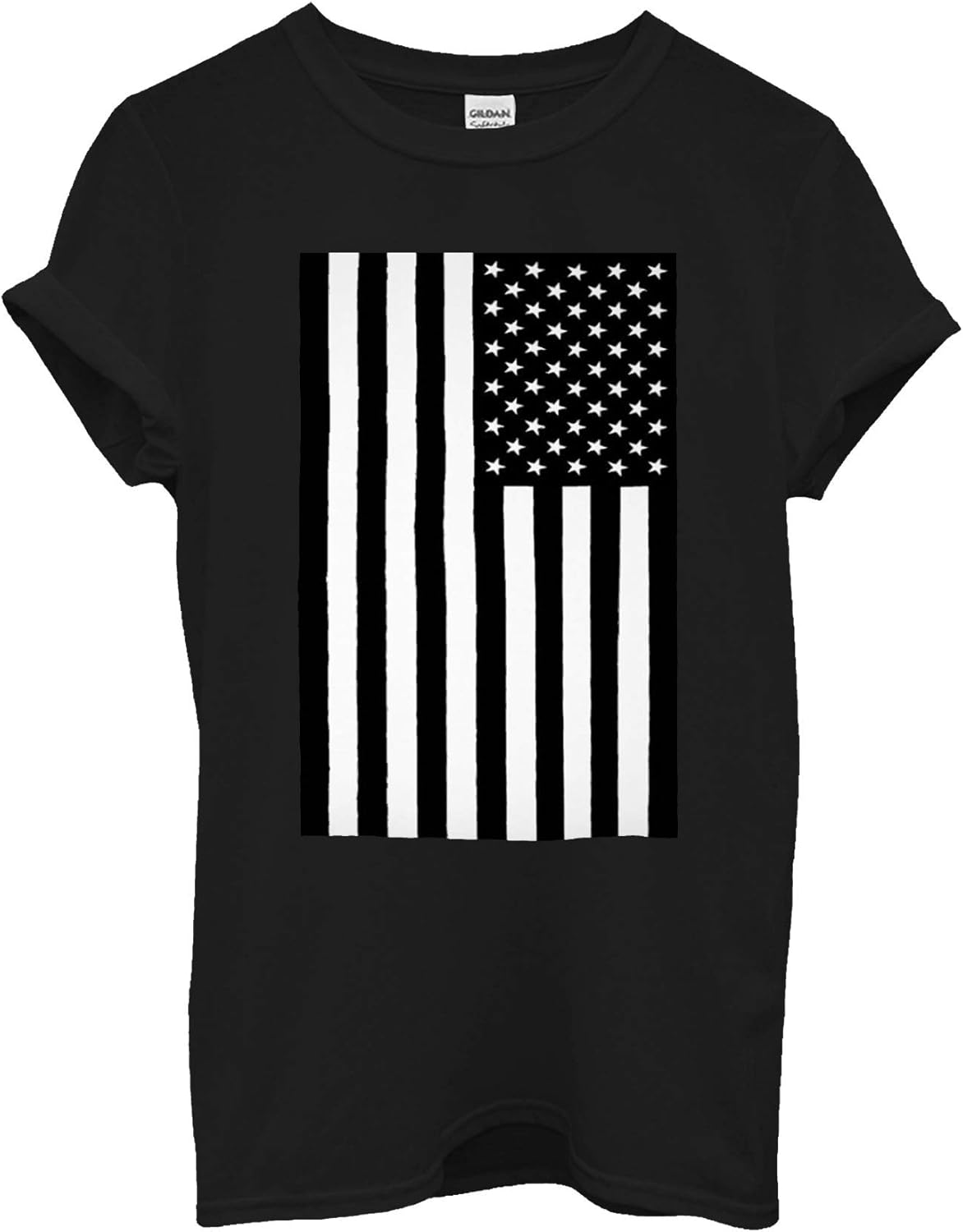 American National Flag Black and White USA Novelty Men Women Unisex Top
