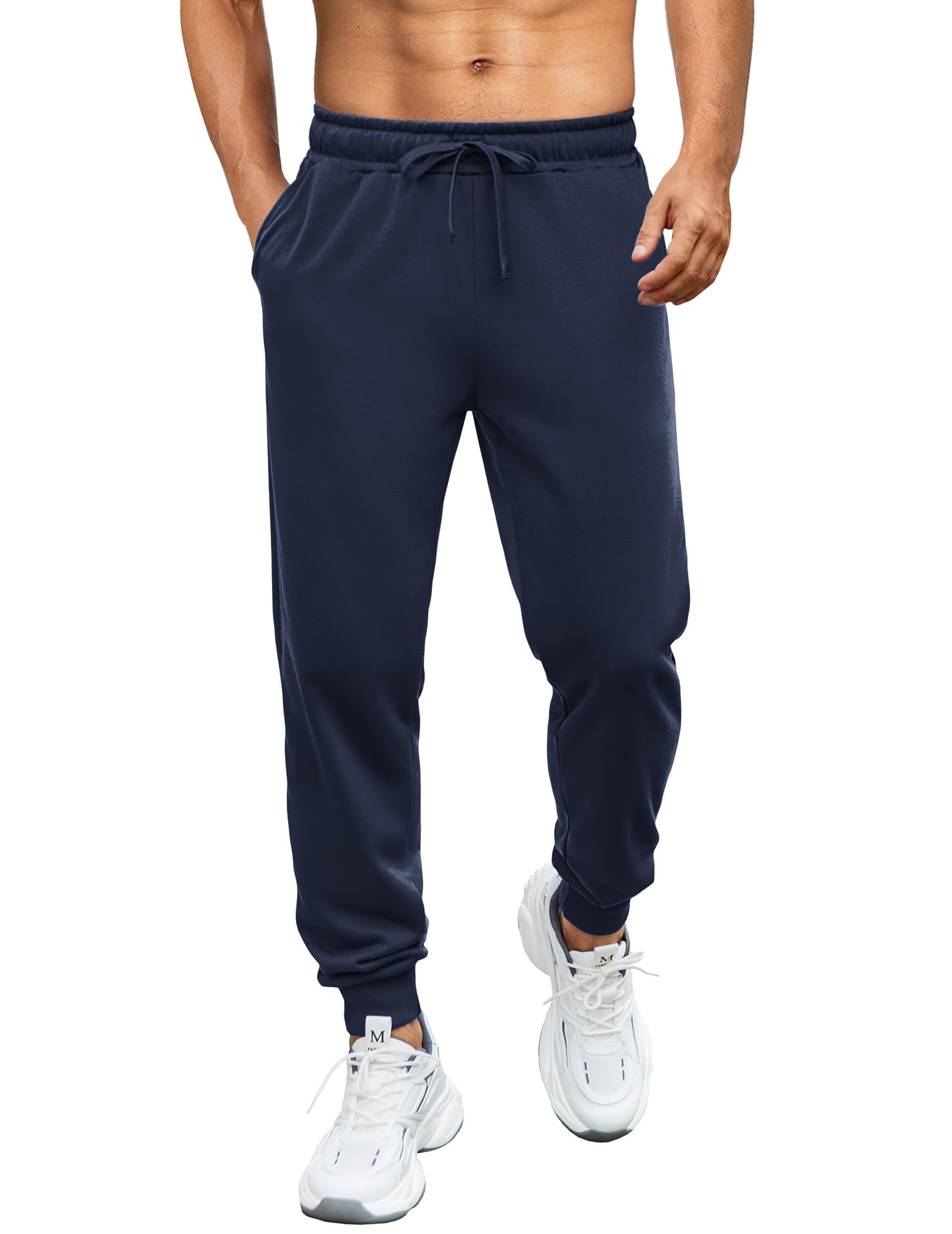 COOFANDY Mens Casual Sweat Pants Athletic Joggers Elastic Waist Navy ...