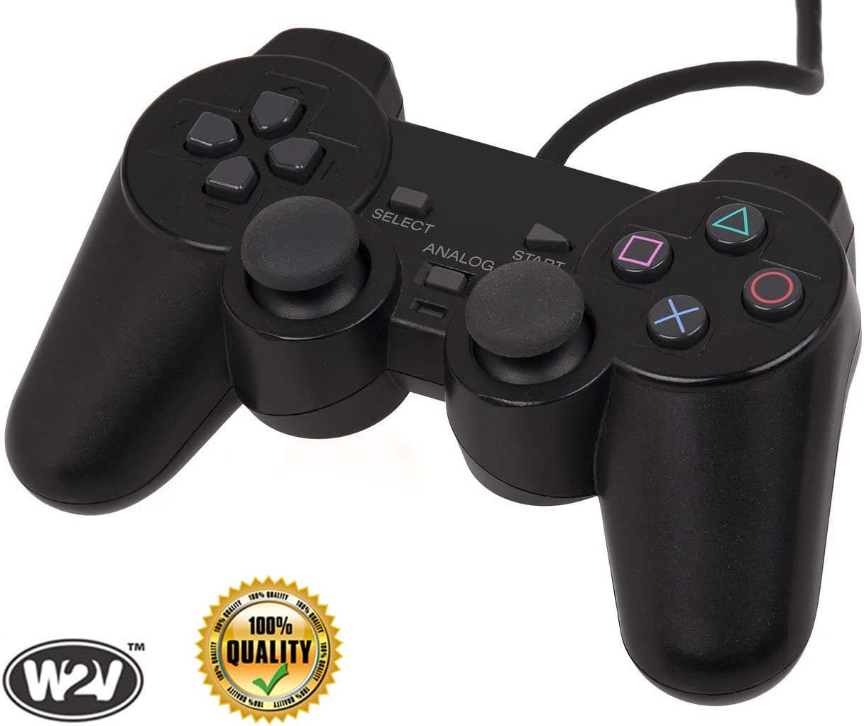 World2view™ PS-2 Wired Dualshock Remote Controller for Playstation-2 (Black)
