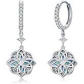 Celtic Witches Knot Earring 925 Sterling Silver Witch Earrings Abalone Shell Drop Dangle Hoop Celtic Earrings Witches Knot Jewelry Gifts for Women