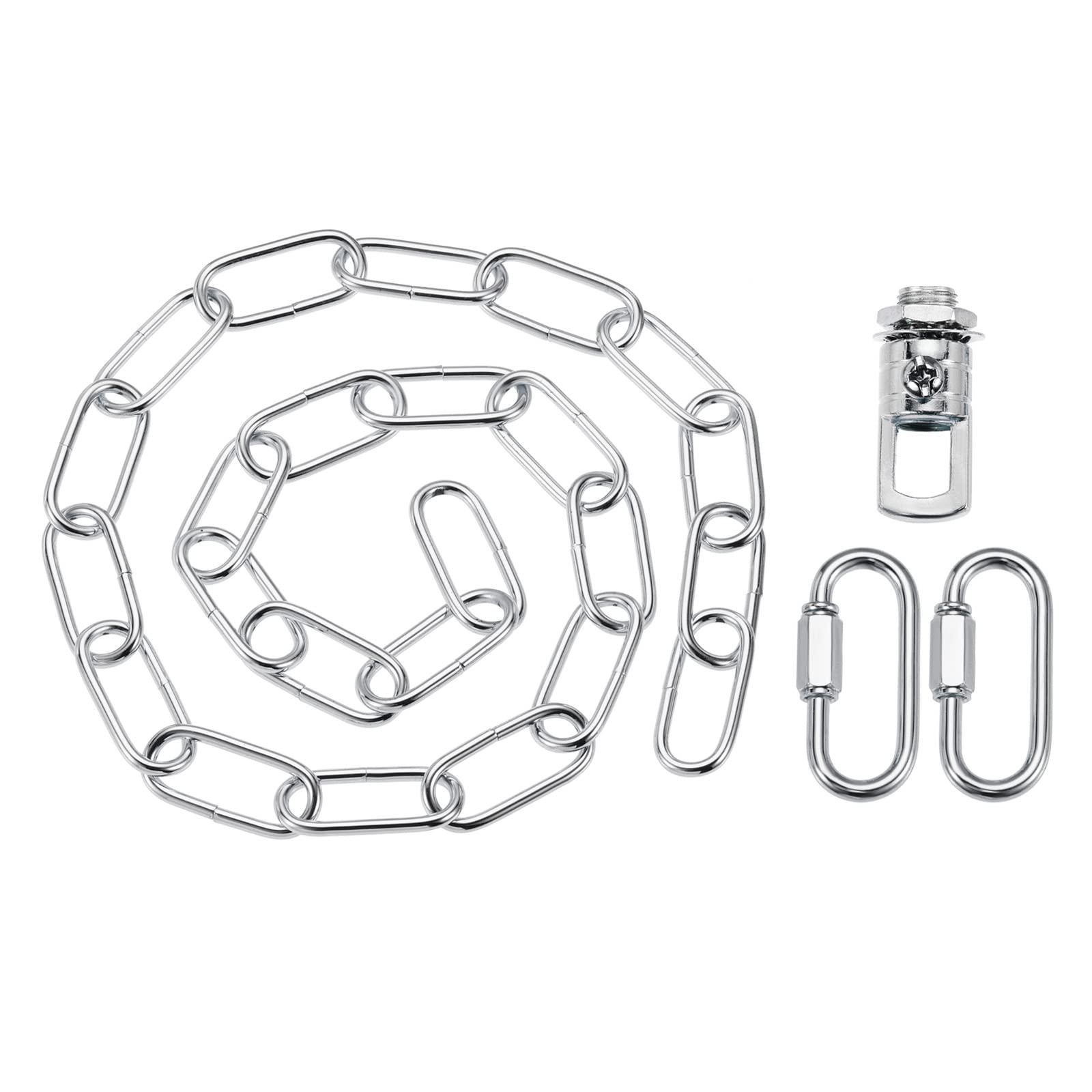 YOKIVE 1 Set Pendant Light Fixture Chain, 4mm Thick Chandelier Hanging Link with Connector Hooks Ring, Great for Ceiling Lights, Lamps (Silver, 36-Inch)