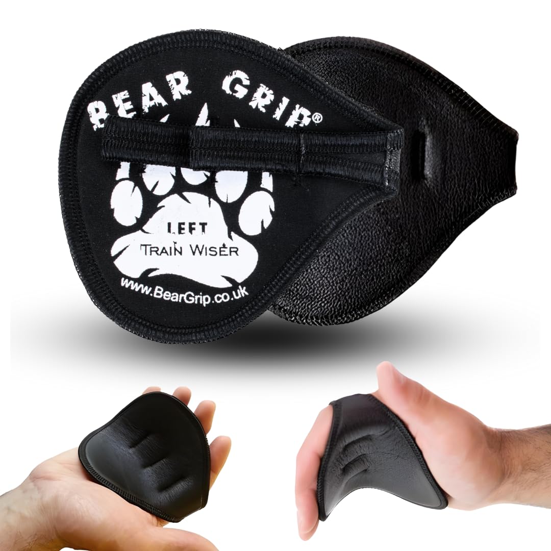 BEAR GRIP® Neoprene Gym Gloves for Men & Women – Hygienic Alternative to Weight Lifting Gloves, Open-Hand Grips for Weight Lifting, CrossFit, Barbell & Dumbbell Workouts(Leather)