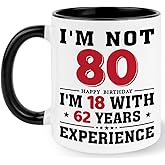 YSHMKB 80th Birthday Coffee Mug, 80 year old Birthday Gift Ideas for Men Women Her Him, Red Black 11oz