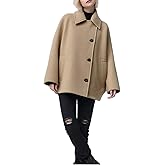 Women's Pea Coats Lapel Long Sleeve Single Breasted Fall Coats Trendy Casual Outerwear Oversized Streetwear