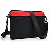 Exxist&reg; Universal Messenger Travel Bag Sleeve Case with Shoulder Strap for Dell Inspiron 11 3000 2-in-1 Series (3157) | Inspiron 11 3000 2-in-1 Series Special Edition (3153) (Color: Red)